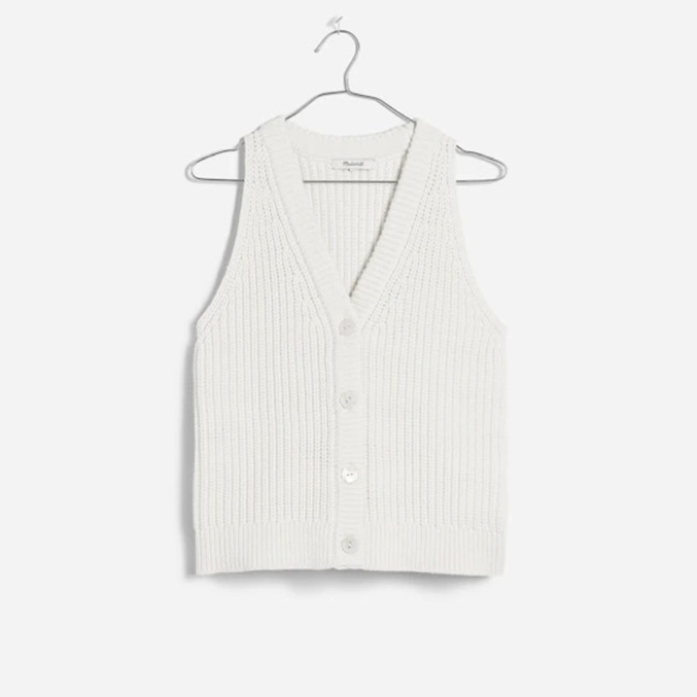 NWOT Madewell Cutaway Sweater Vest Bright Ivory Size S - Picture 3 of 12